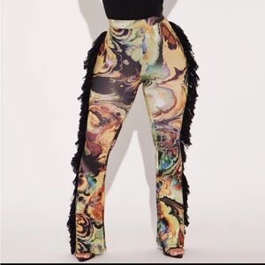 Multi- color fringe flare pants - Fashion Nova size Small - New with tags